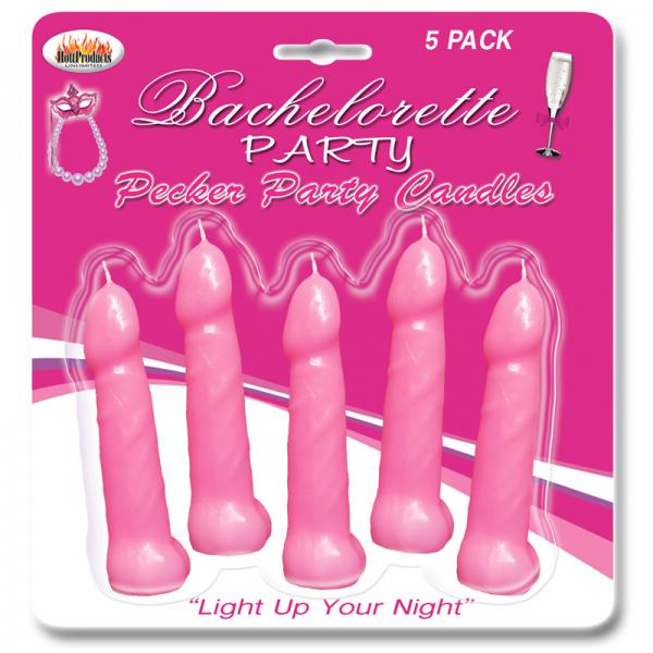 Bachelorette Party Pecker Party Candles Pink 5 Pack