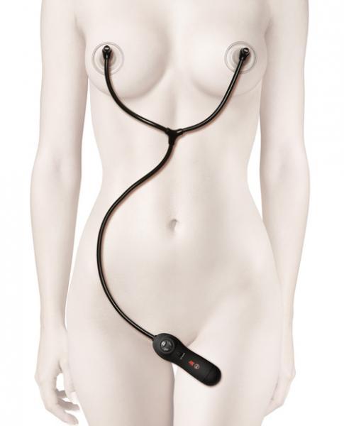 Kink Swell Auto Vibrating Nipple Sucker Cups Black