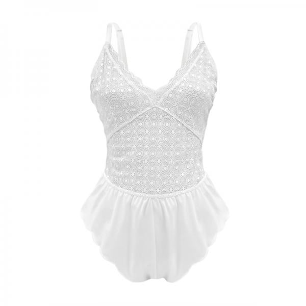 Neely Lace Romper Powder White Small