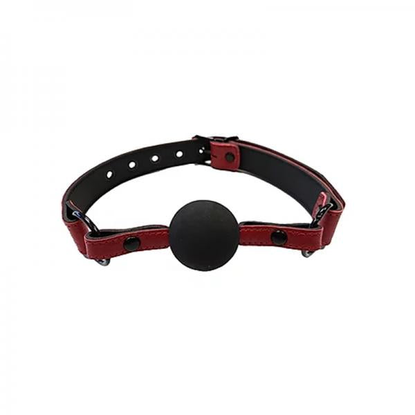 Leather Ball Gag With Rubber Ball Burgunday & Black Accessories