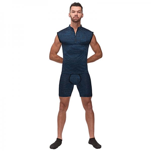 Mp Peak Performance Zipper Tank Blue Lrg