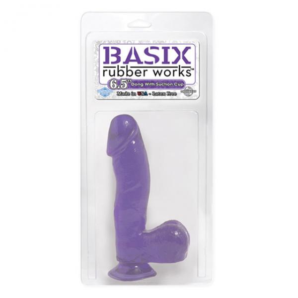 Basix Rubber Works 6.5 inches Dong With Suction Cup Purple