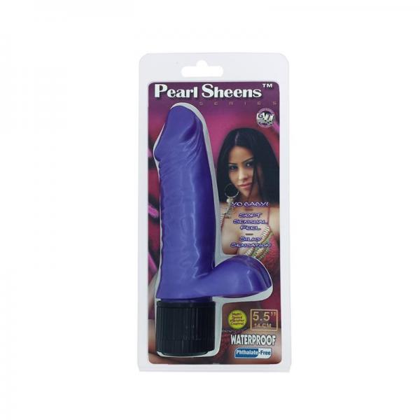 Pearl Shine Realistic Vibrator with Balls Purple