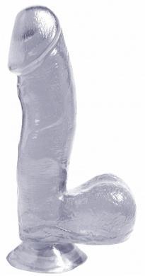 Basix Rubber Works 6.5 inches Dong With Suction Cup Clear