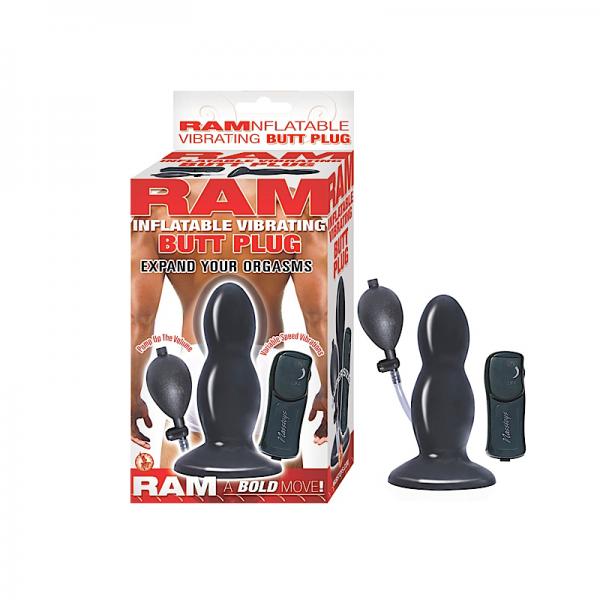 Ram Inflatable Vibrating Butt Plug - Black