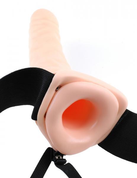 Hollow Strap On 8 inch Dildo - Beige