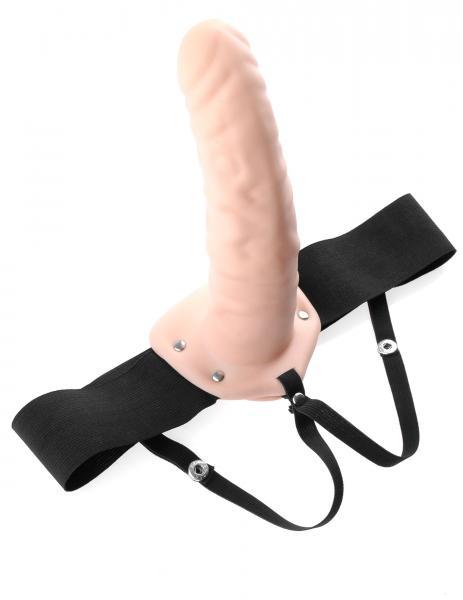 Hollow Strap On 8 inch Dildo - Beige