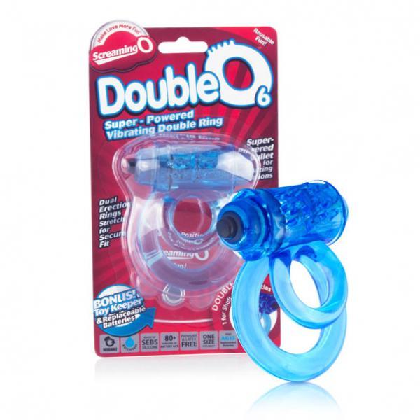 Double O 6 Speed Vibrating Cock Ring Blue