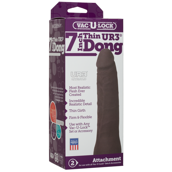 Vac-U-Lock 7in Ultraskyn Thin Dong  - Brown