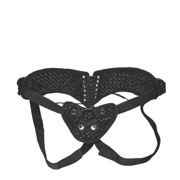 Lux Fetish Diamond Velvet Strap-On Corset Black