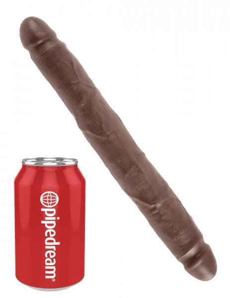 King Cock 12in Slim Double Dildo - Brown