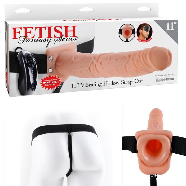 Fetish Fantasy 11 inches Vibrating Hollow Strap On Beige