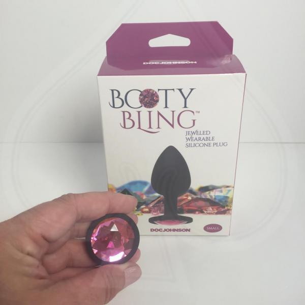 Booty Bling Small Black Plug Pink Stone