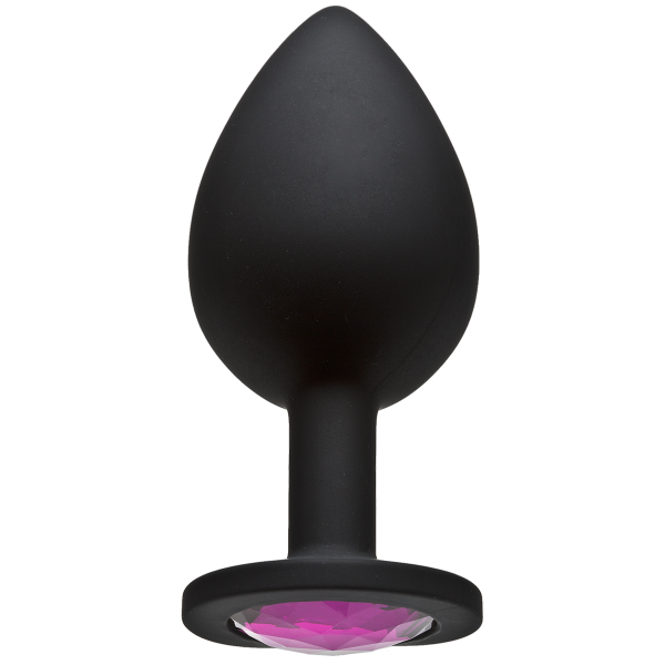 Booty Bling Large Butt Plug Black Pink Stone