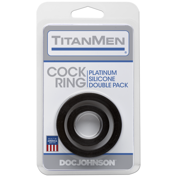 Titanmen Cock Ring Platinum Silicone Double Pack Black