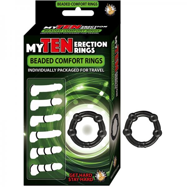 My Ten Erection Rings Beaded Comfort Rings Black