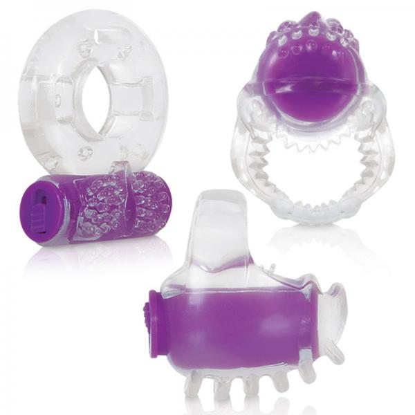 Ring True Unique Pleasure Rings Kit Clear Purple 3 Pack