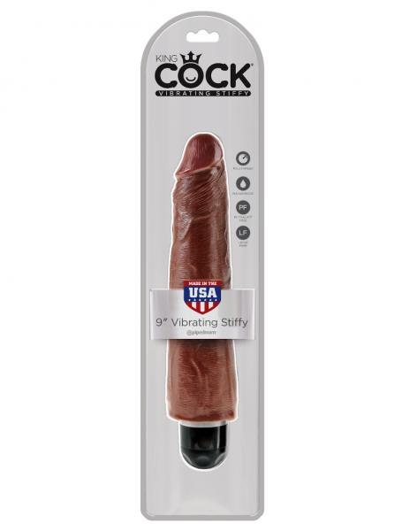 King Cock 9 inches Realistic Vibrating Stiffy Brown