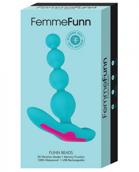 Femmefunn Funn Beads Vibrating Anal Beads Turquoise Blue