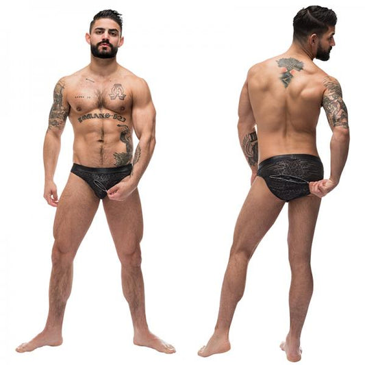 Male Power Zip It 2x Zip Bikini Black Med