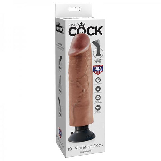 King Cock 10in Vibrating Cock Tan