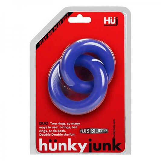 Hunkyjunk Duo Linked Cock/ball Rings, Cobalt