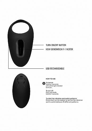 Sono No. 74 - Remote Controlled Vibrating Cock Ring - Black