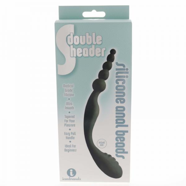 S Double Header Double Ended Silicone Anal Beads Black