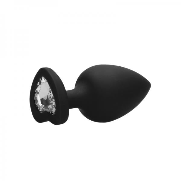 Diamond Heart Butt Plug - Extra Large - Black