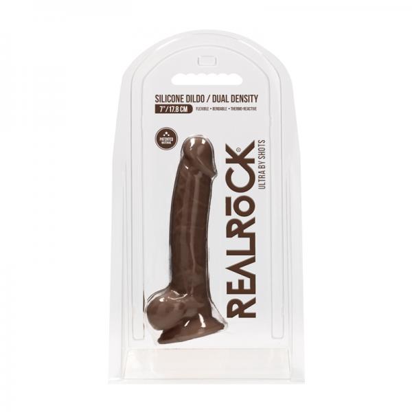 Realrock Ultra - 7 / 17.8 Cm - Silicone Dildo With Balls - Brown