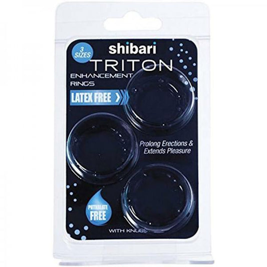 Triton Enhancement Rings Pleasu-rings (3 Pack)- Black With Knubbs