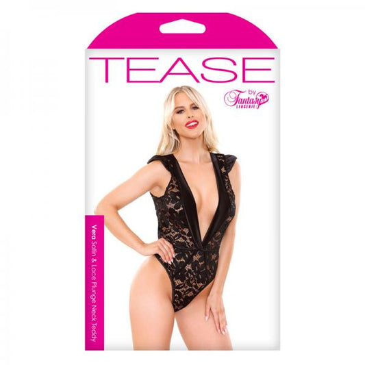 Vera Satin & Lace Plunge Neck Teddy