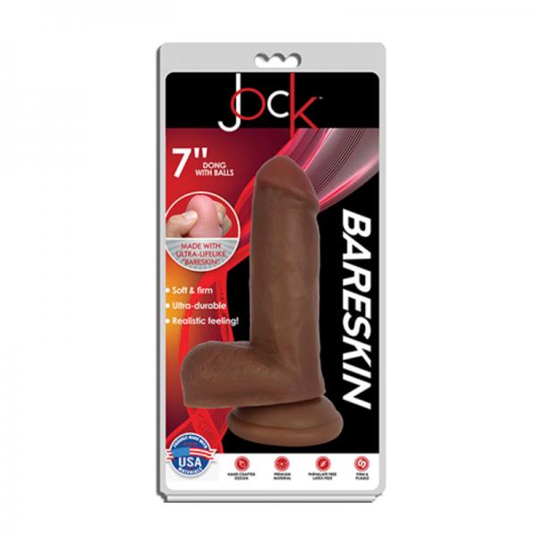 Jock Bareskin Dong W/balls&suction Cup 7in Latte